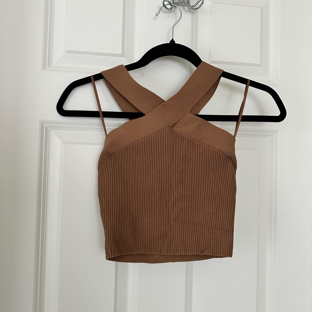 Aritzia Brown Sleeveless Crop Tank Top